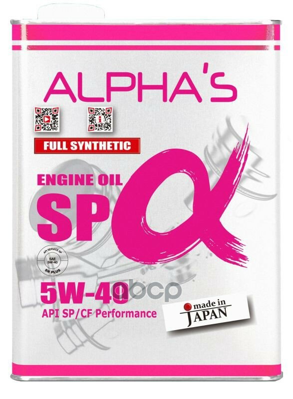 ALPHA'S Масло Моторное Alpha's 5W40 Синтетическое Sn+/Sp/Cf Для Бензинового Двигателя
