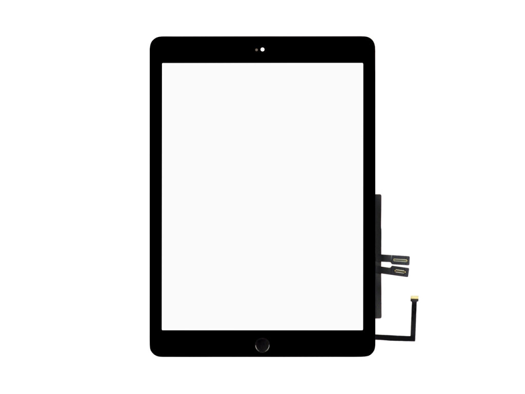 Сенсорное стекло (тачскрин) для iPad 6 (2018) с кнопкой HOME, с микросхемой черное / 2048x1536