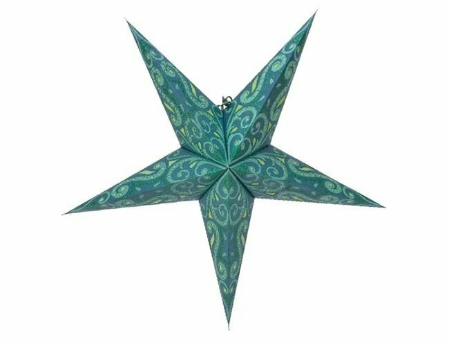 Подвесная звезда-плафон лилла зеленая, 60 см, белый кабель, цоколь Е14, Kaemingk