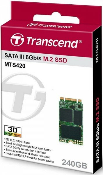 Твердотельный накопитель 240GB Transcend MTS420, 3D NAND, M.2, SATA III TS240GMTS420S