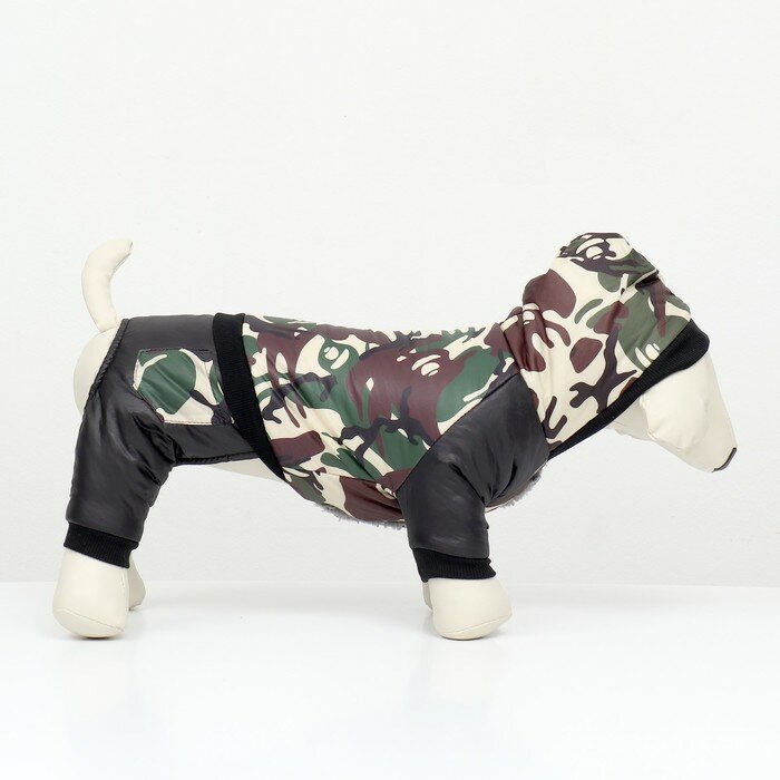 Комбинезон для собак "Камуфляж"на меховом подкладе, размер L (ДС 35, ОШ 35, ОГ 45 см) - фотография № 4
