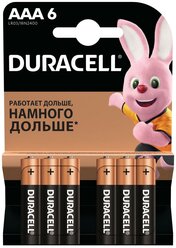 Батарейка Duracell AAA LR03 Alkaline Basic MN2400 BL6 , 6шт.