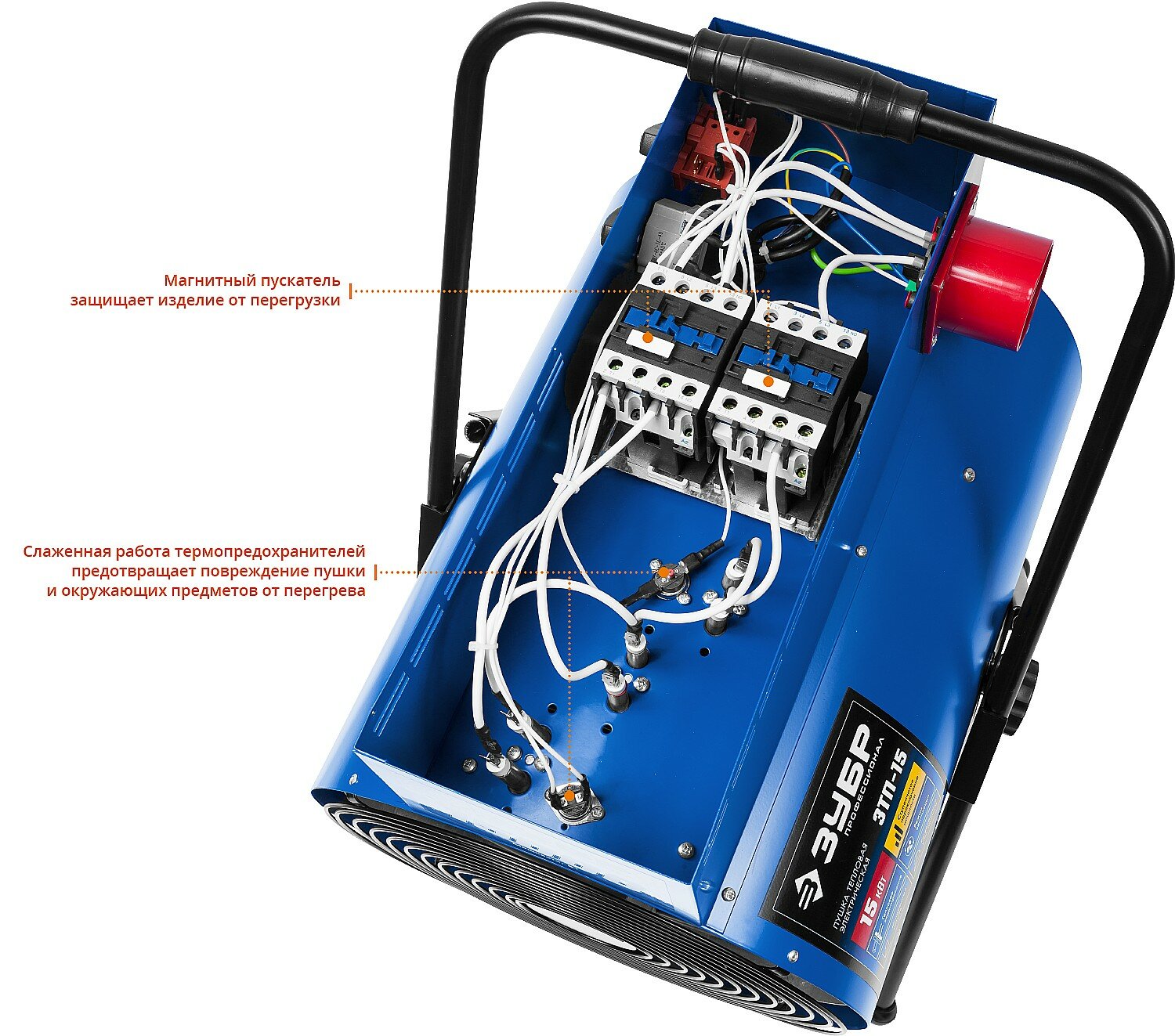 Тепловая электрическая пушка Зубр ЗТП-15 15кВт 380В - фотография № 8