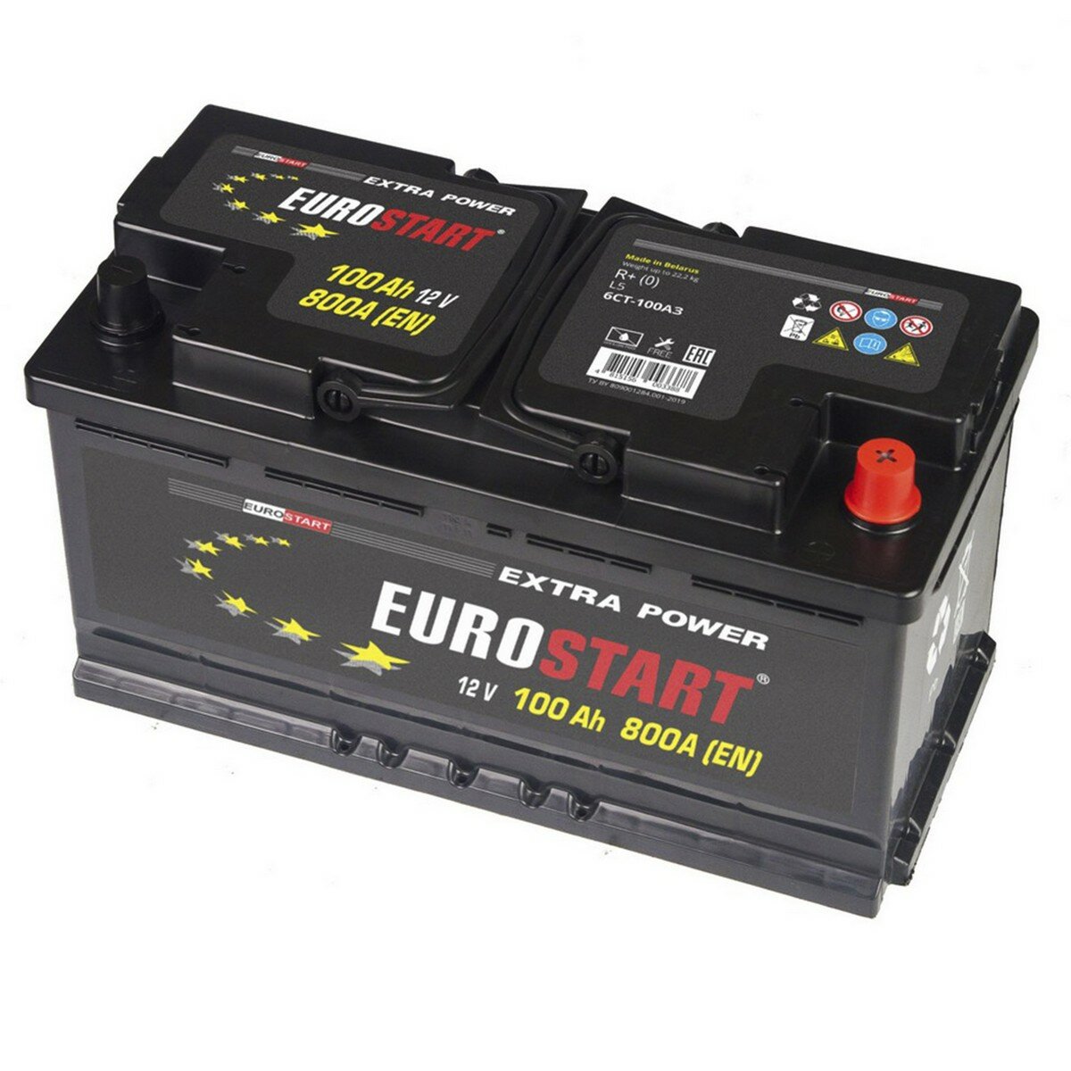 Аккумулятор автомобильный EUROSTART Extra Power 100 Ah 800 A обратная полярность 353x175x190