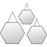 Зеркало декоративное шестиугольное на ремне цвет чёрный 3 шт.