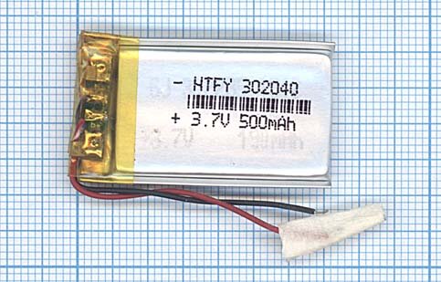 Аккумулятор Li-Pol (батарея) 3*20*40мм 2pin 37V/500mAh