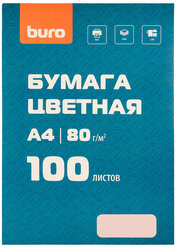 Бумага Buro A4, 80г/м2, 100л, общего назначения(офисная), розовый пастель [buro-100р]