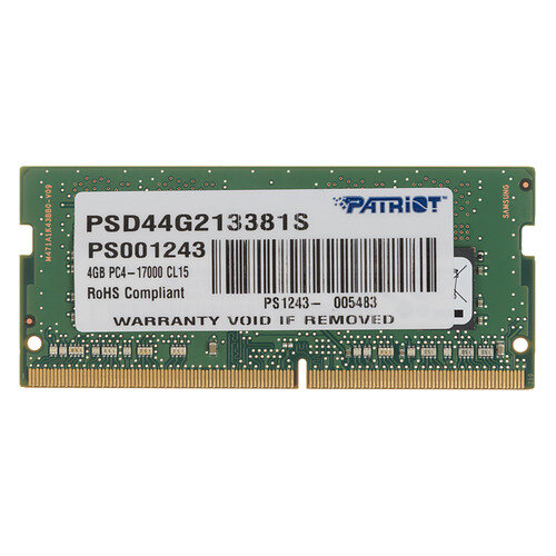 Оперативная память Patriot PSD44G213381S DDR4 - 4ГБ 2133, SO-DIMM, Ret