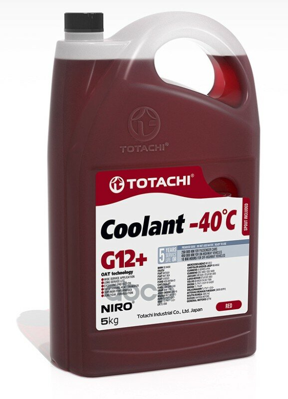 Totachi Niro Coolant Red -40C G12+ (5L)_Антифриз! Готовый Красный TOTACHI арт. 43105