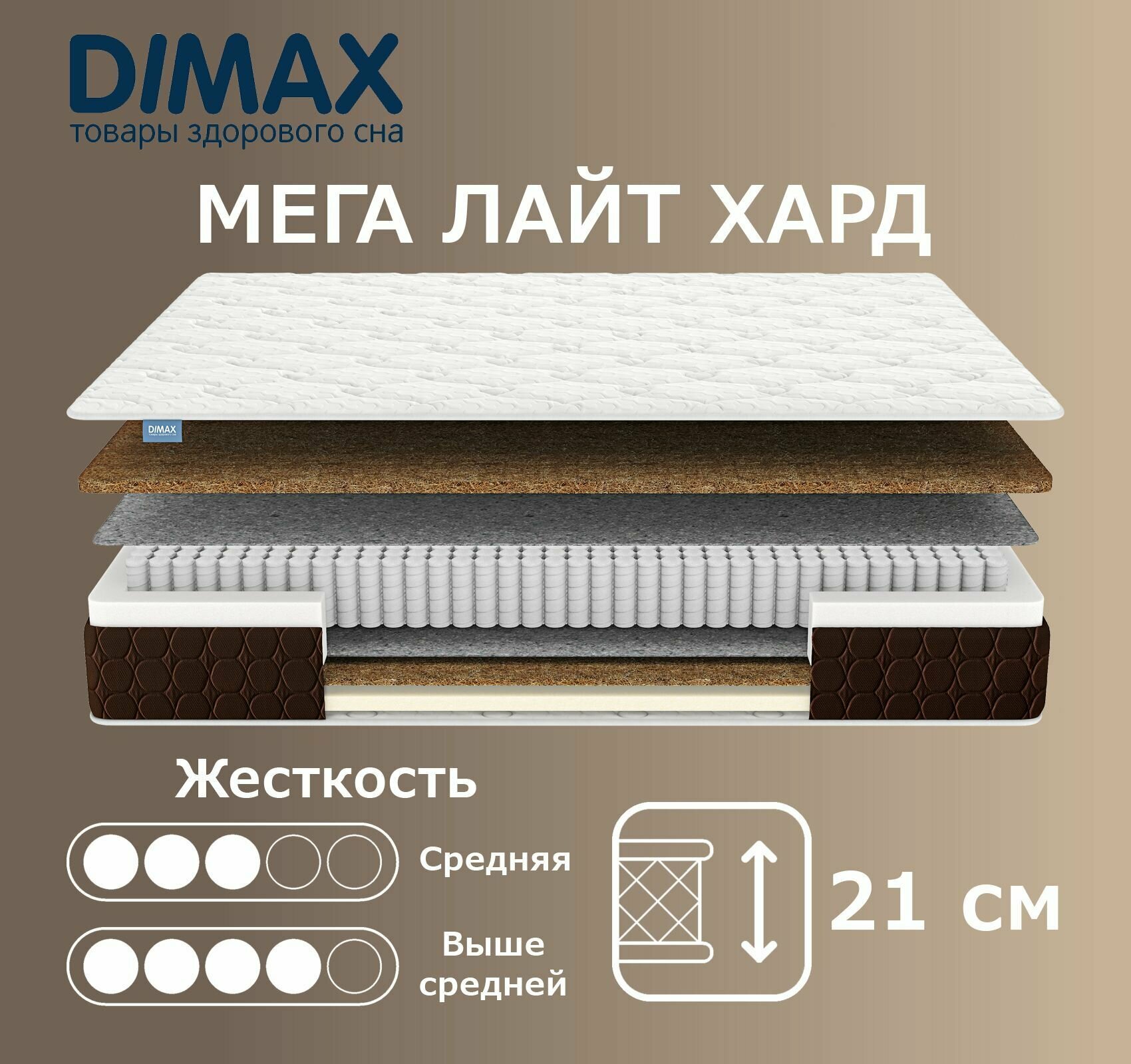 Матрас Dimax Мега Лайт Хард 60х190 см