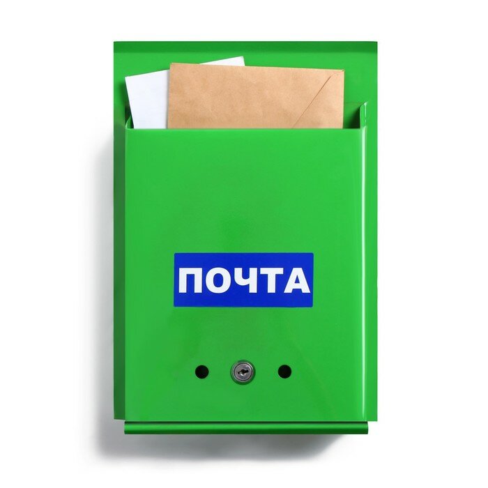 Ящик почтовый с замком, вертикальный, «Почта», зелёный - фотография № 1