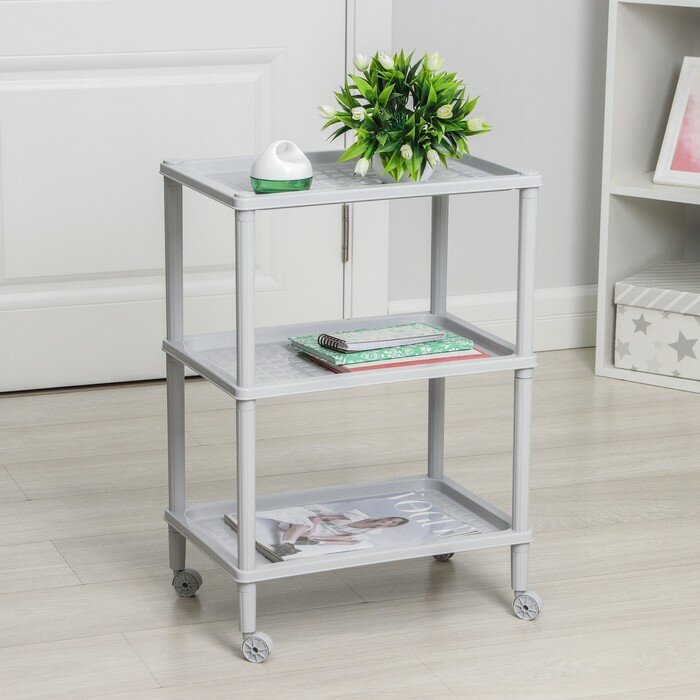 фото Этажерка напольная 3-х секционная «Флавия», на колёсиках, цвет микс