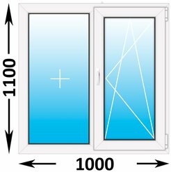 Пластиковое окно Veka WHS 60 двухстворчатое 1000x1100 (ширина Х высота) (1000Х1100)