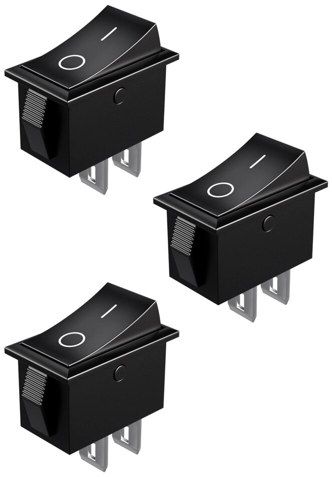Кнопка выключатель (тумблер) GSMIN K3 ON-OFF 3А 250В AC 2-Pin (15x10x15мм) комплект 3шт (Черный) - фотография № 1