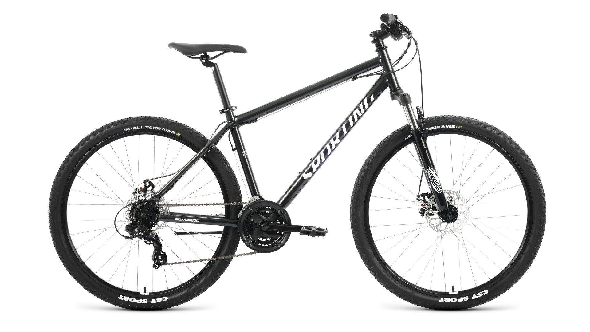 Велосипед 29 FORWARD SPORTING 2.0 (DISK) (8-ск.) 2023 (рама 21) черный/белый