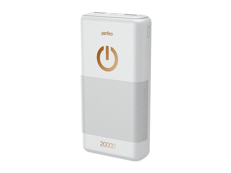 Внешний аккумулятор Perfeo 20000 mah + Micro usb /In Micro usb /Out USB 1 А 2.1A/ белый