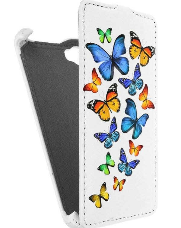 Кожаный чехол для Fly IQ 4409 Era Life 4 Quad Armor Case (Белый) (Дизайн 3/3)