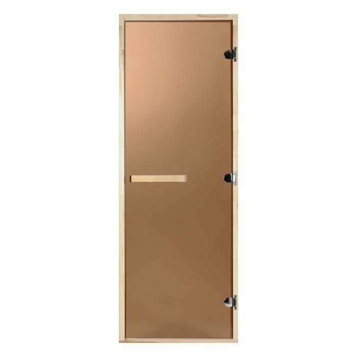 Дверь для бани и сауны стеклянная "Бронза", размер коробки 190×70см, 8мм - фотография № 1
