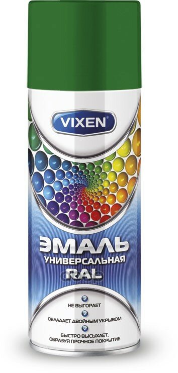 Эмаль Универсальная Vixen Ral, Темно-Зеленый (Ral 6002), Аэрозоль 520 Мл Vx-16002 Vixen арт. VX16002