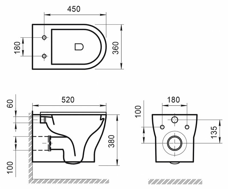 BelBagno Чаша унитаза подвесного безободкового с креплением KRAFT BB064CHR