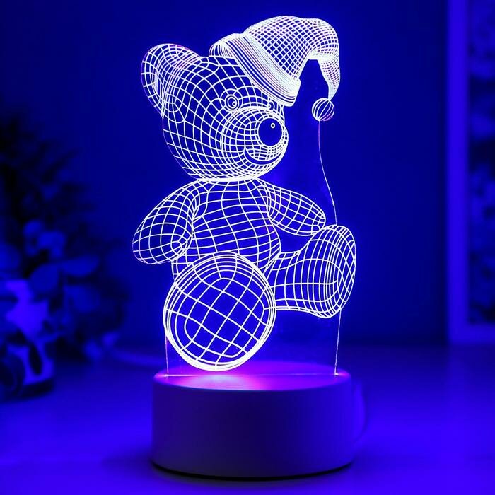 RISALUX Светильник "Мишка в шапке" LED RGB от сети - фотография № 4