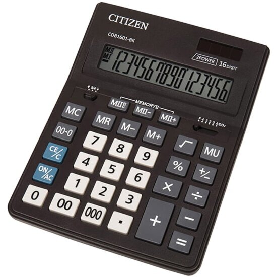 Калькулятор CITIZEN Business Line CDB, 16-разрядный, двойное питание, 157*200*35мм, черный