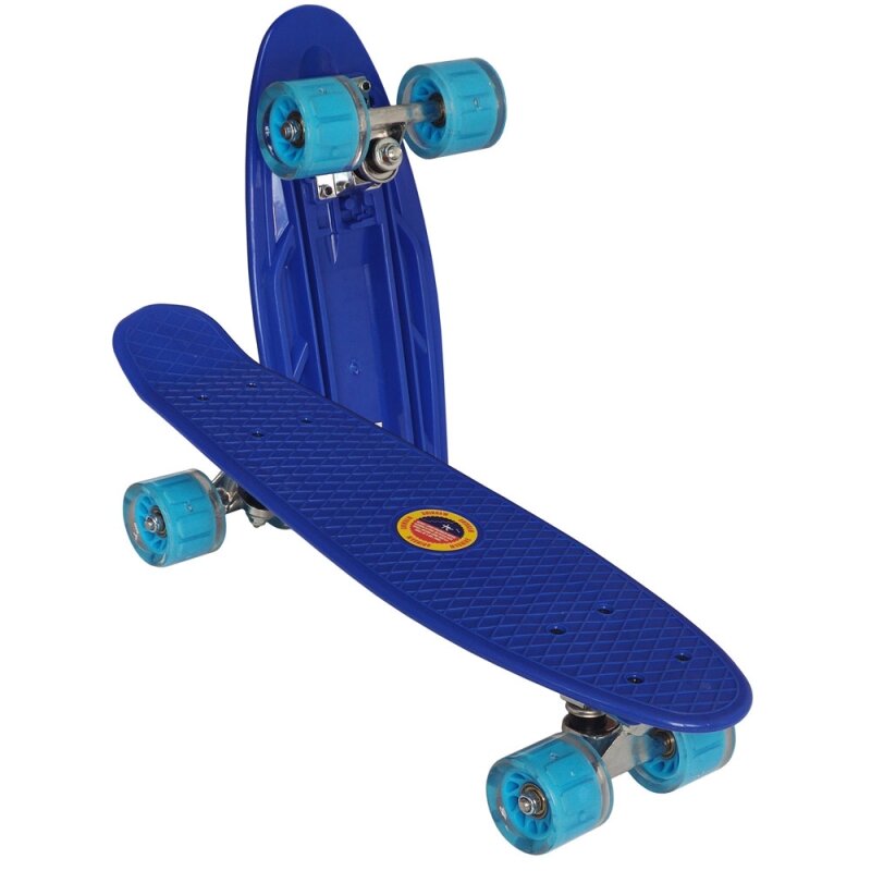Скейтборд пластиковый 56x15cm со свет. колесами синий SK506 Спортекс E33098