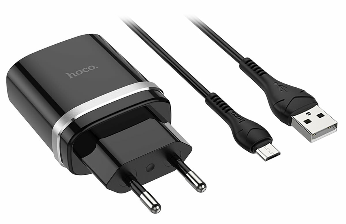 Зарядное устройство Hoco C12Q Smart QC3.0 charger + Micro cable black