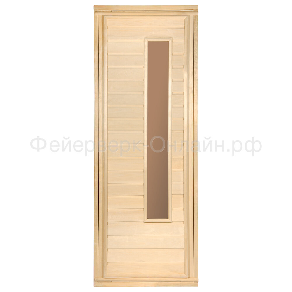 Дверь Банные Штучки Из липы со стеклом узкое бронзовое жаростойкое19х07 м
