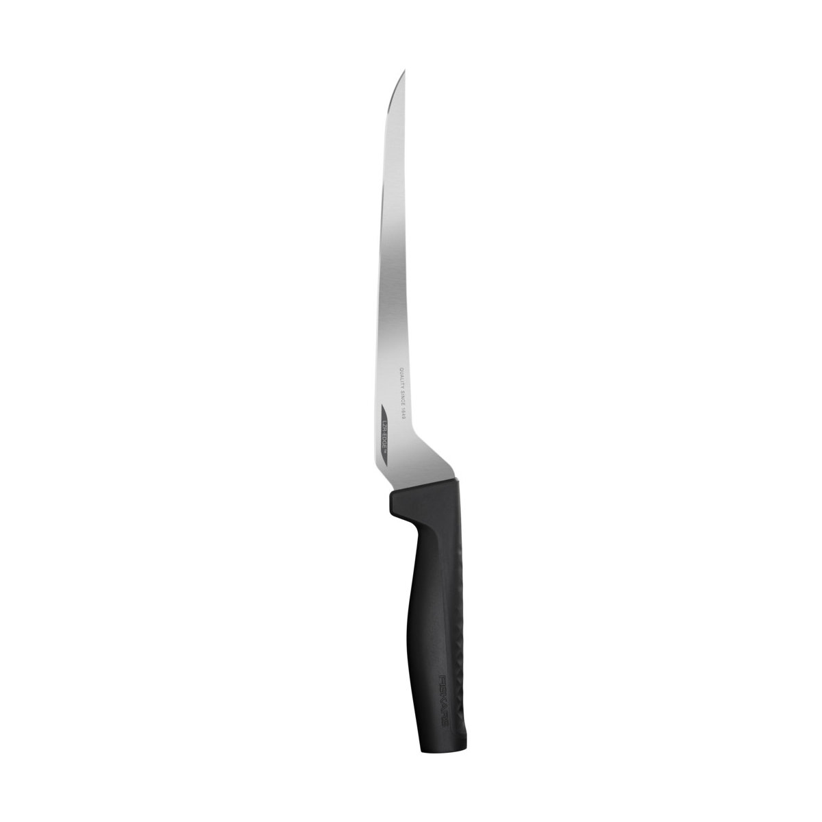 Нож кухонный Fiskars Hard Edge (1054946) стальной филейный для рыбы лезв.217мм прямая заточка черный - фото №1