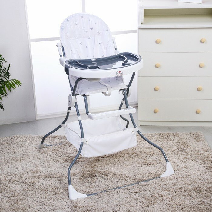Selby Стульчик для кормления Polini kids 252 French Teddy, цвет белый-серый