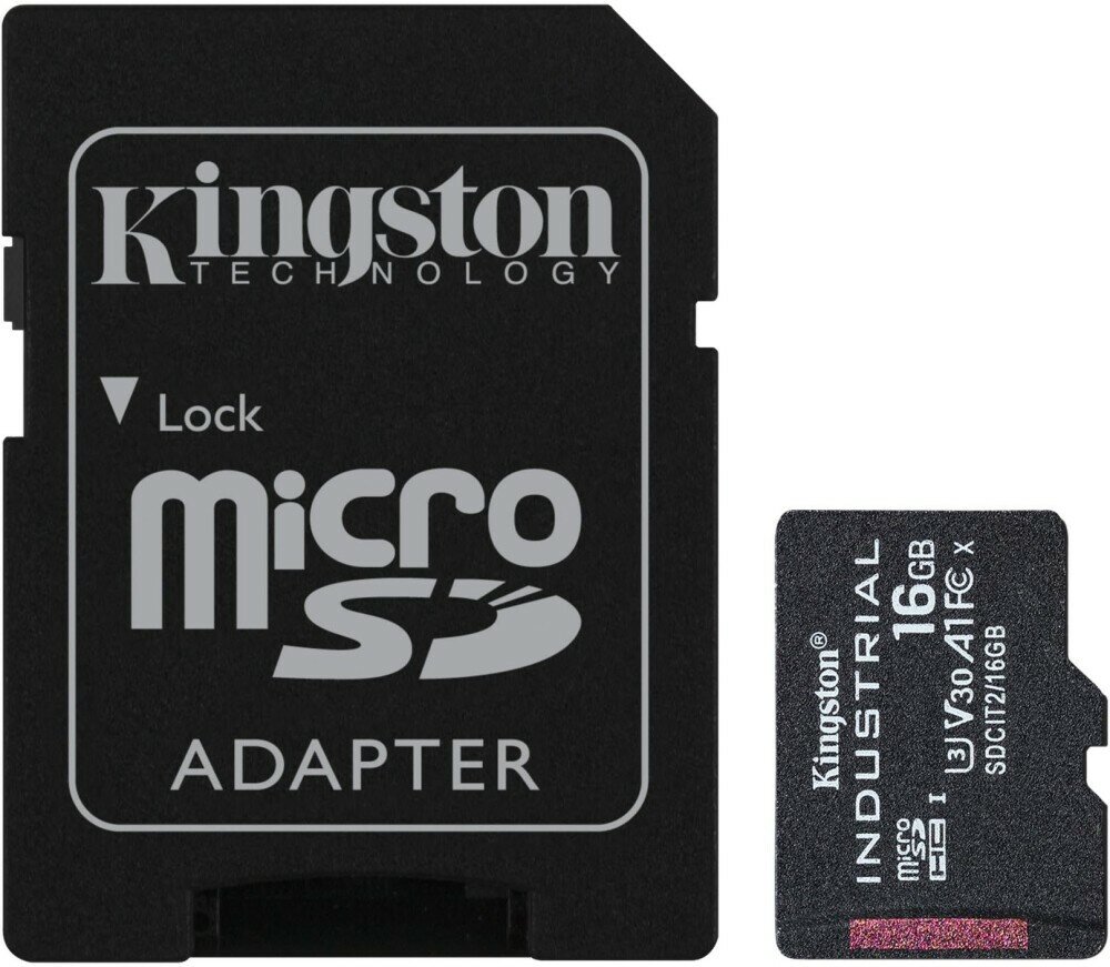 Карта памяти 16Gb MicroSD Kingston + SD адаптер (SDCIT2/16GB) карта памяти, microSDHC, 16 Гб, A1, V30, адаптер на SD