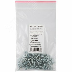 фото FIT Шуруп универсальный 3х12 потайная головка, остроконечный, оцинкованный (100шт)