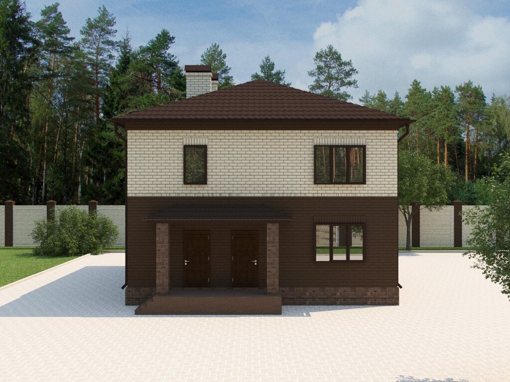 Проект жилого дома SD-proekt 22-0004 (16542 м2 924*117 м керамический блок 440 мм облицовочный кирпич)