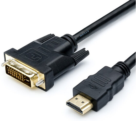 Кабель HDMI - DVI 5 m (24 pin, 2 феррита, черный, пакет), AT9154