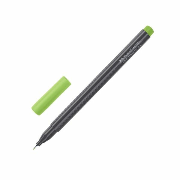 Ручка капиллярная FABER-CASTELL Grip Finepen, светло-зеленая, трехгран., корп.черный, 0,4м (10 шт.)