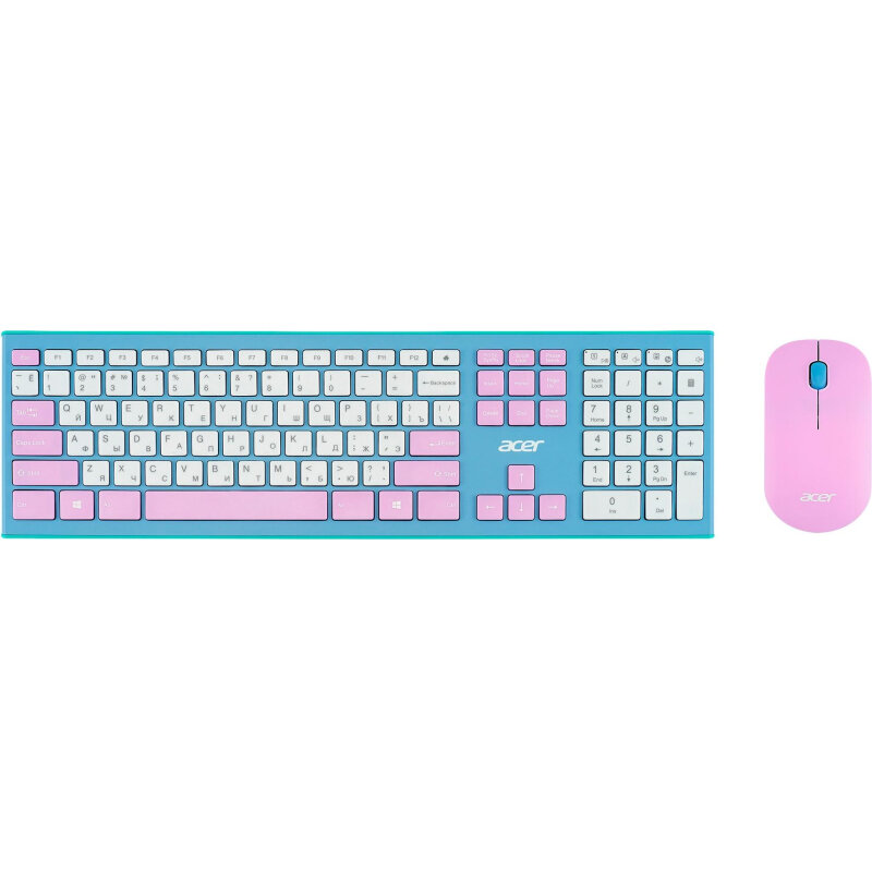 Набор клавиатура+мышь Acer OCC200 кл/мышь:фиолет/зел WLS slim(ZL.ACCEE.003)