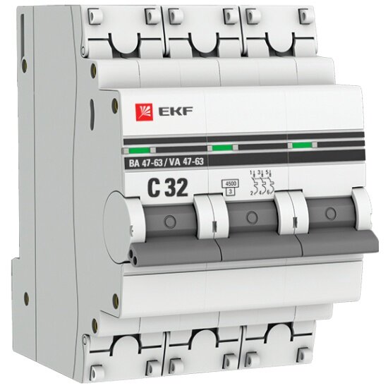   EKF PROxima 3P 32 (C) 4,5kA  47-63 (mcb4763-3-32C-pro)