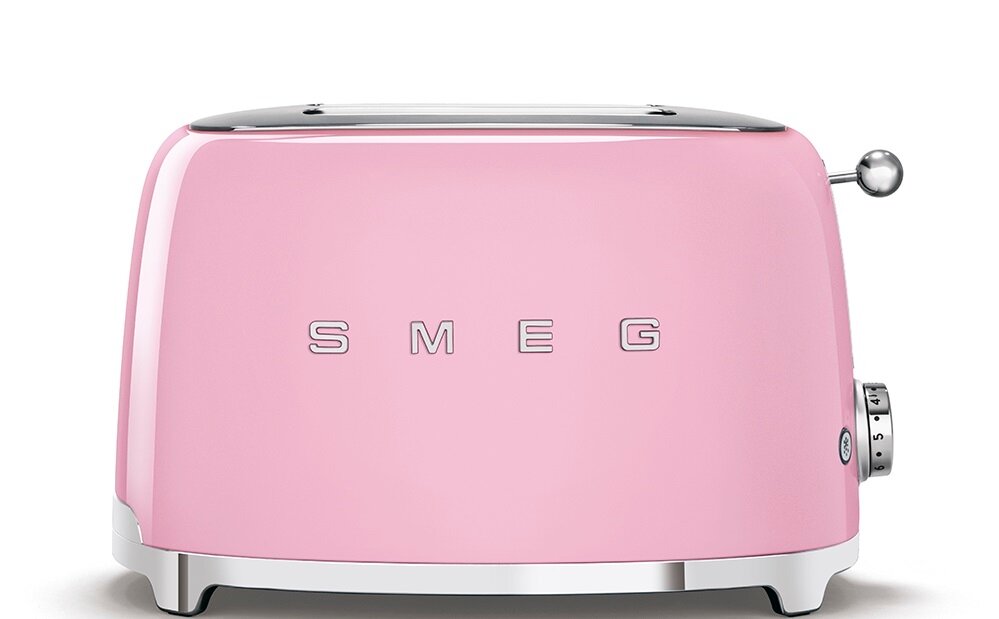 Тостер SMEG TSF01PKEU Стиль 50-х г.г, корпус из нержавеющей стали, 6 уровней поджаривания, розовый