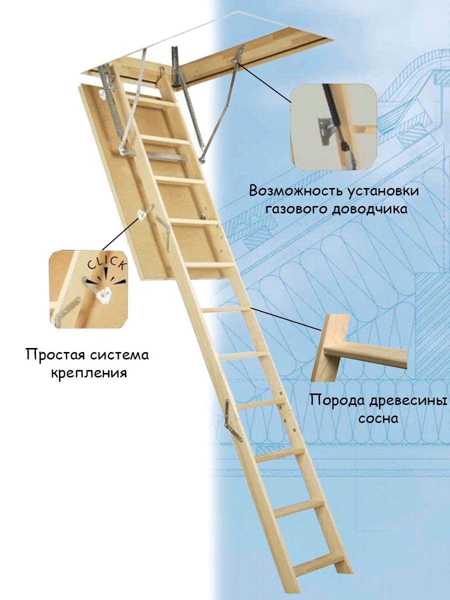Лестница чердачная складная FAKRO LWS 60х120х280 см плюс термочехол В подарок Факро - фотография № 4