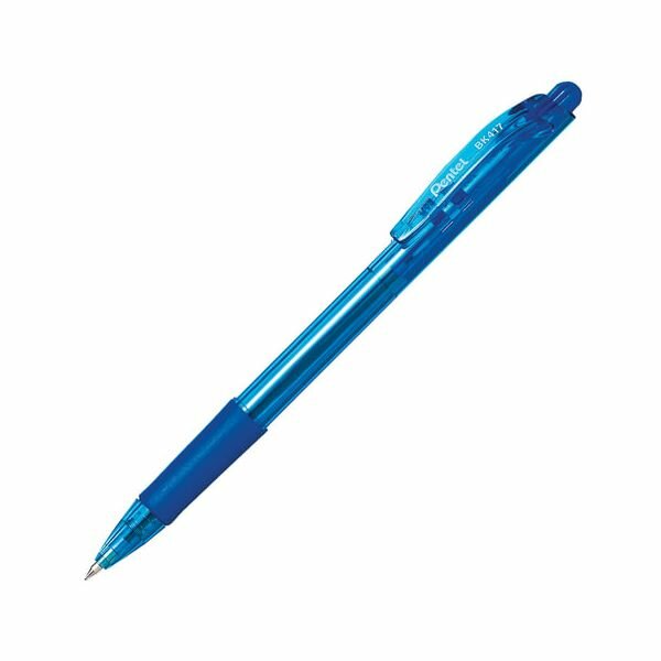 Ручка шариковая масляная автоматическая с грипом PENTEL (Япония) Fine Line, синяя, линия письма 0,27 мм, BK417-CN, (24 шт.)