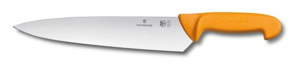 Нож кухонный Victorinox Swibo (5.8451.26) стальной разделочный для мяса лезвие 260мм прямая заточка желтый