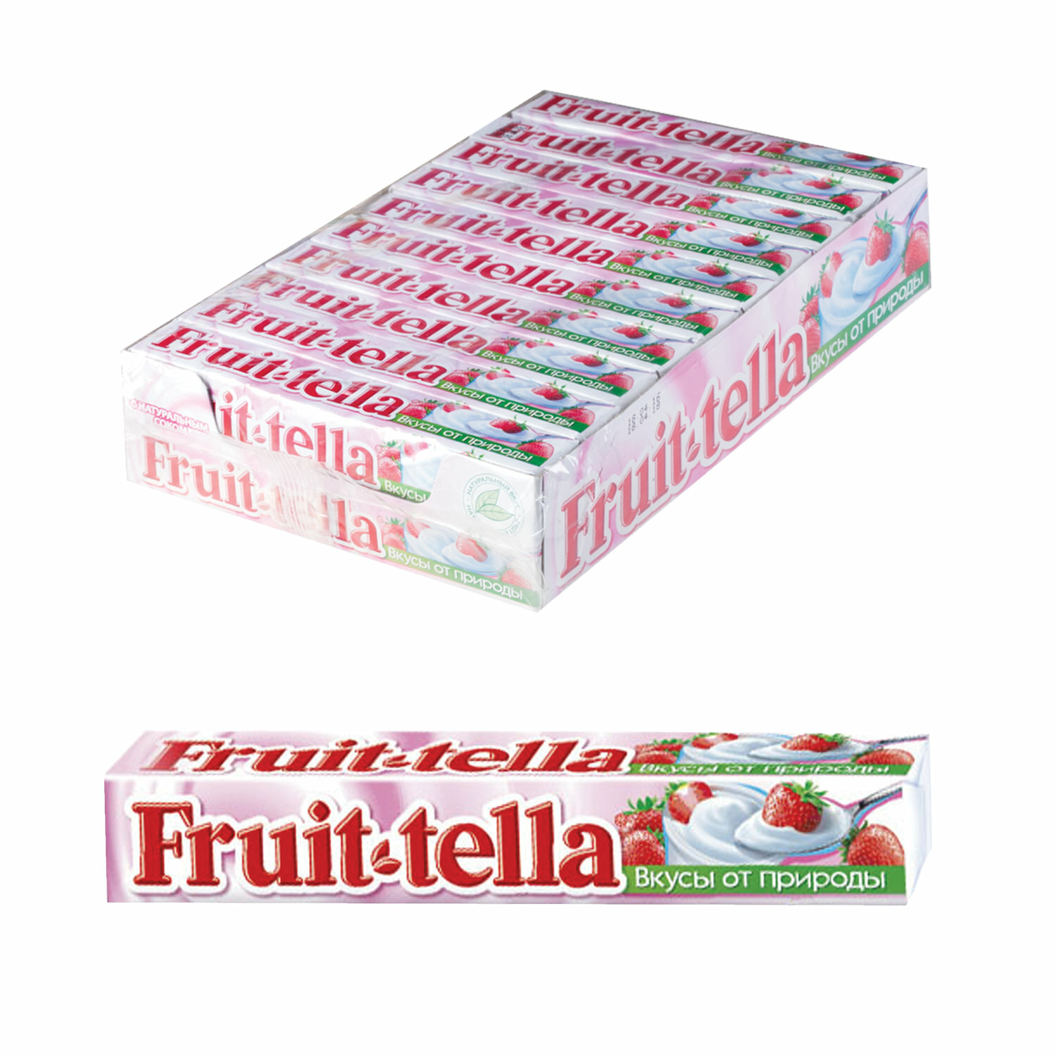 Жевательная конфета FRUITTELLA (Фруттелла) "Клубничный йогурт", 41 г, 86785 - фотография № 1