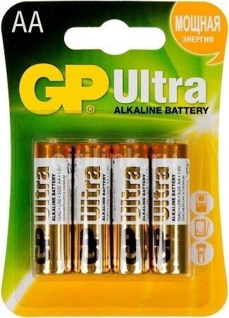 Батарея GP Ultra Alkaline 15AU LR6 AA (4шт) (7598) .