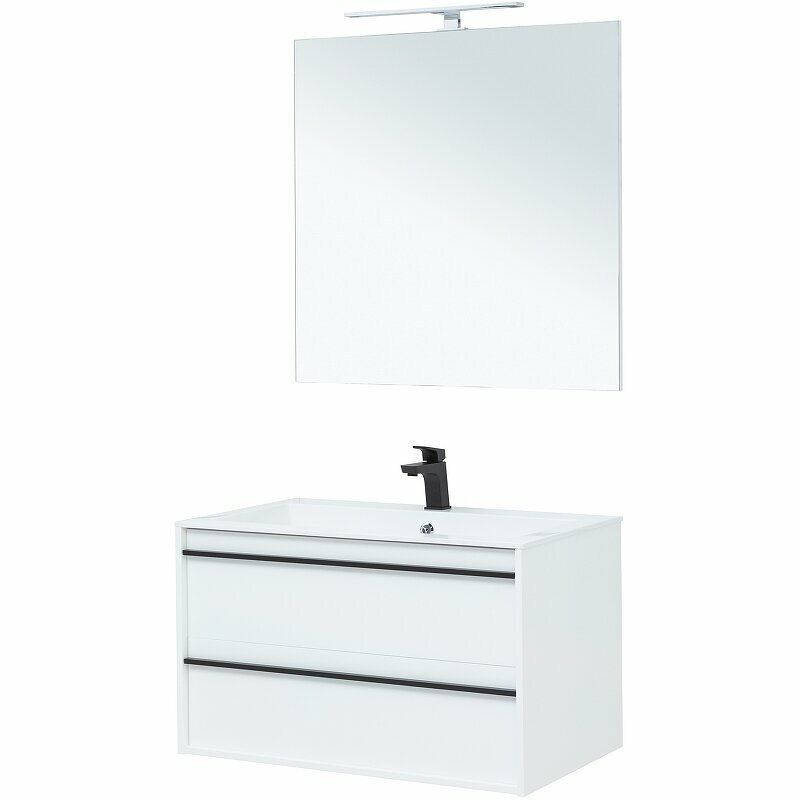Комплект мебели для ванной Aquanet Lino 90 271957 подвесной Белый матовый - фотография № 2