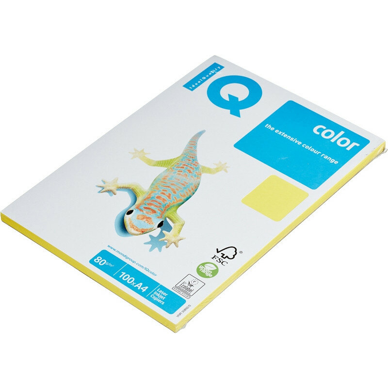 Бумага цветная для печати IQ Color желтая интенсив CY39 (A4, 80 г/кв.м, 100 листов) 78420
