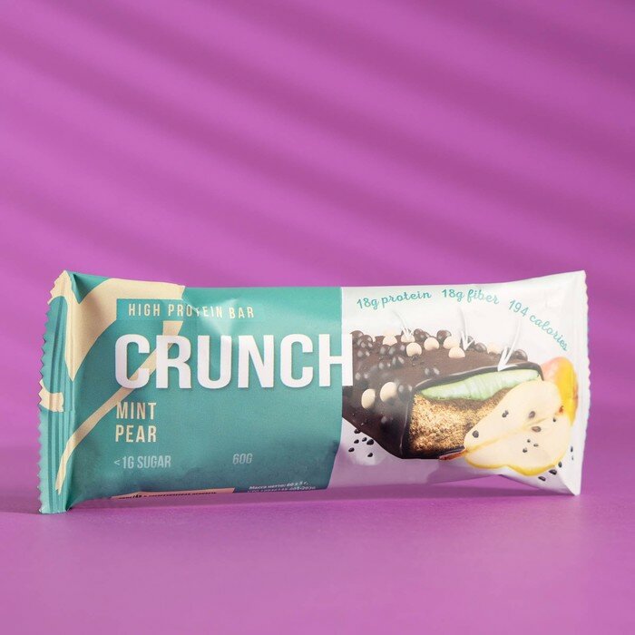 Протеиновый батончик Crunch Bar «Сладкая груша с мятной карамелью» спортивное питание, 60 г