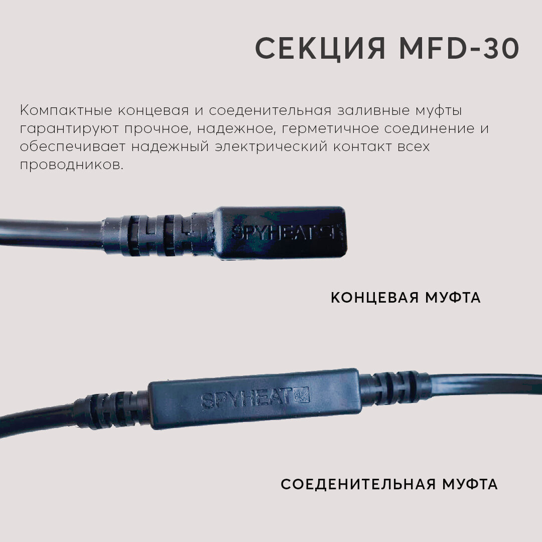 Греющий кабель Антилед, для обогрева кровли, водостоков, площадок, ступеней SPYHEAT MFD-30-2850Вт с кевларовой нитью,длина 95м - фотография № 7