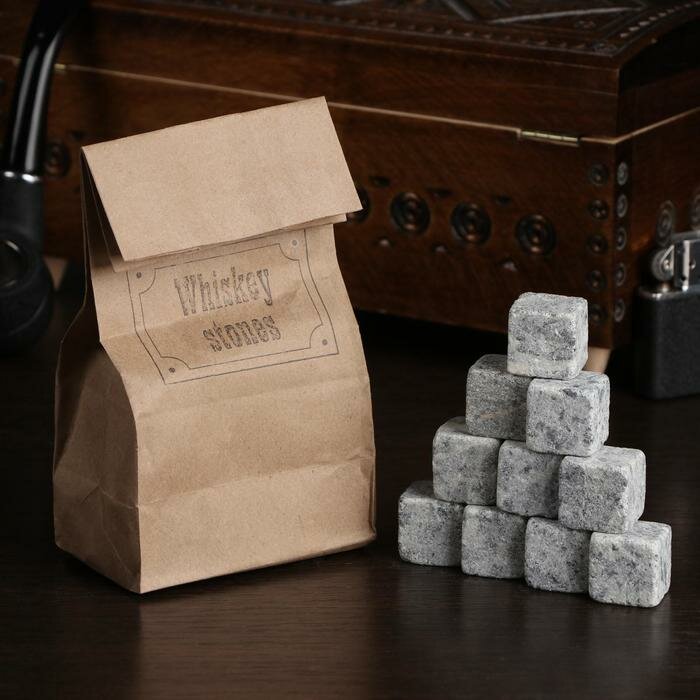 Дарим Красиво Камни для виски "Whiskey stones", в крафт пакете, 20 шт