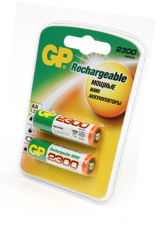 GP Аккумулятор GP Ni-MH AA 2300mAh BL2, 2шт (230AAHC-UC2)